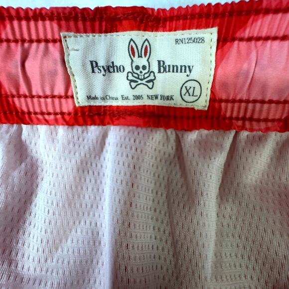 Psycho Bunny Mens XL Elgin Swim Trunks Shorts Neon Red Geometric Circles - Picture 12 of 14